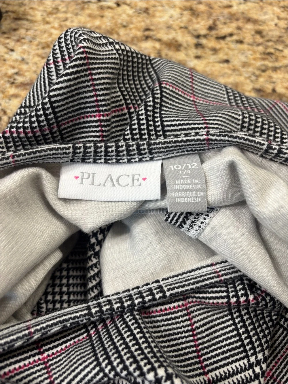 The Children's Place black White Plaid Dress with Red Side Stripes 10/12 large